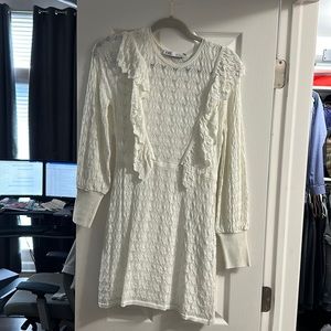 Brand NWT white Zara mini dress, long sleeve, size M